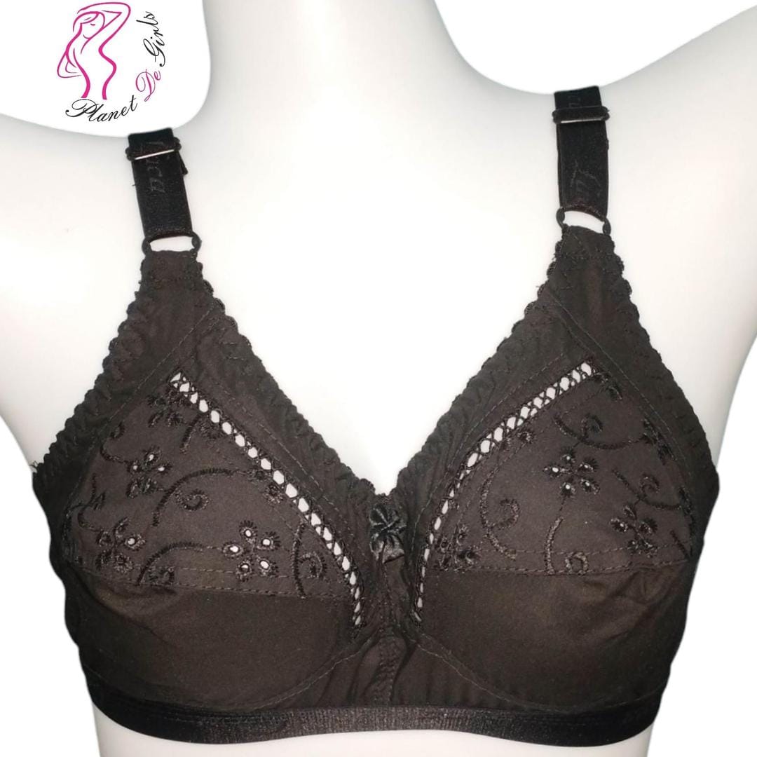 Maroon Embroidered Net Bra for Women, Non-Padded, Breathable, Sizes 32-42