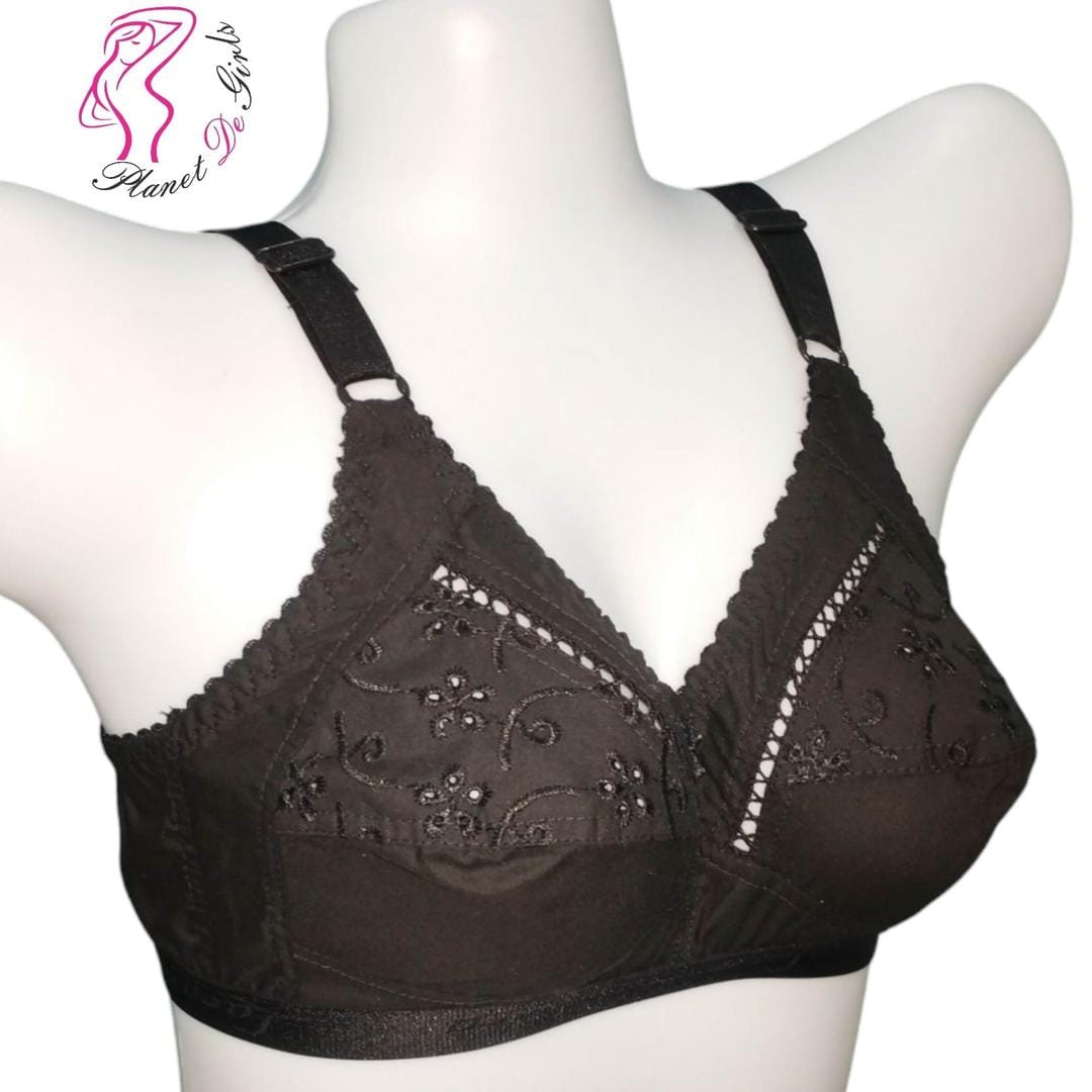 Maroon Embroidered Net Bra for Women, Non-Padded, Breathable, Sizes 32-42