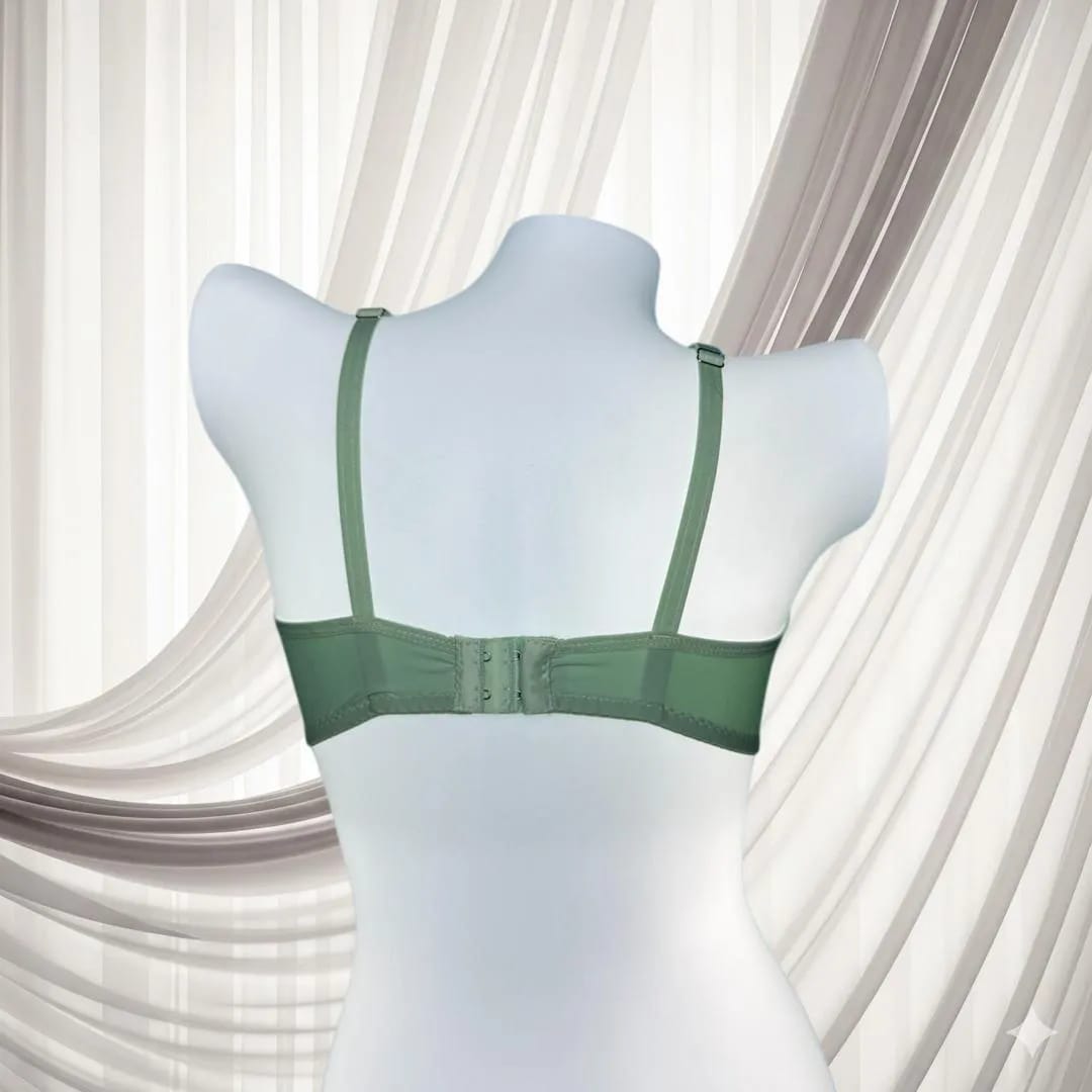 Green Lace Bra for Women, Half Cup, Breathable, Sizes 32-42